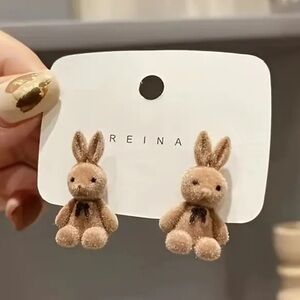 Earrings, Fuzzy Rabbit Earrings, NIP, Brown, Adorable! Dark Brown
